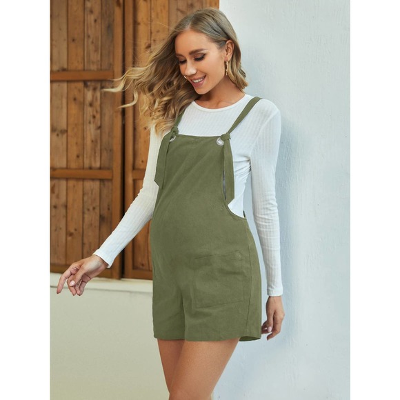 Maternity black Knot Detail Patch Pocket Overall Romper without Tee - Picture 7 of 11